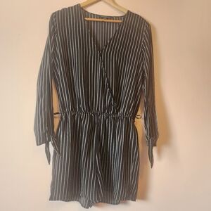 Dynamite Wrap-style Romper Long Open Sleeves with Tie-cuff Elasticized Waist L